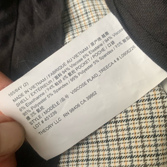 Theory women’s plaid ankle pants size 2‎  classic casual cropped career - Picture 2 of 13